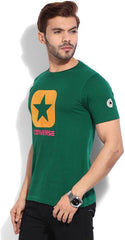Converse Printed Men's Round Neck Dark Green T-Shirt black