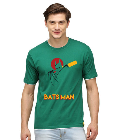 Campus Sutra Printed Men's Round Neck Green T-Shirt